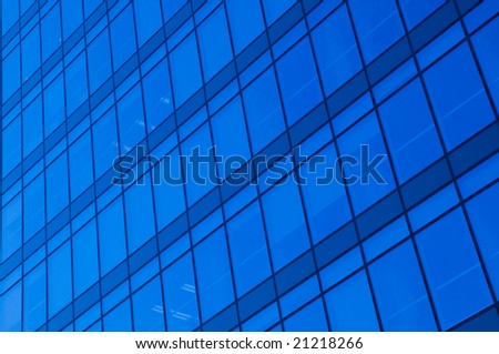 Blue modern building exterior, great business background