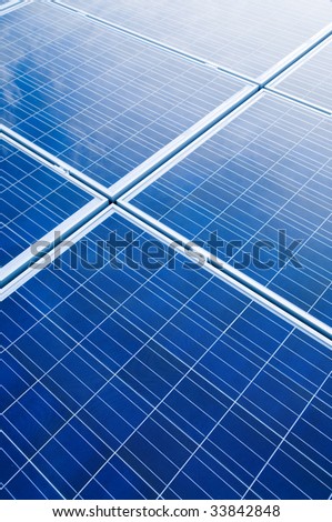 Blue solar panels pattern for sustainable energy