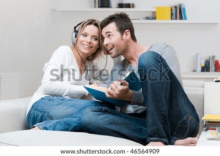 Post the charming sights of yours .... - Page 3 Stock-photo-young-couple-relaxing-and-listening-music-together-in-their-living-room-at-home-46564909