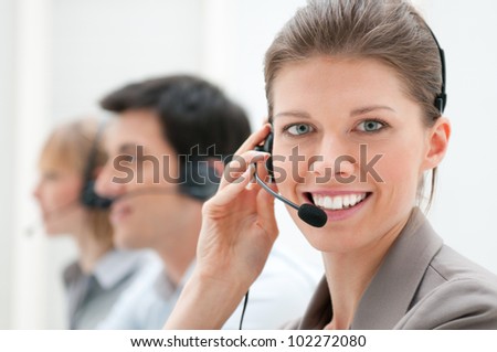 Business woman and team working at call center