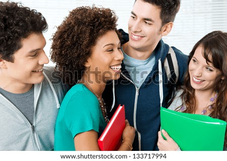 Happy Students Friends Enjoying At School