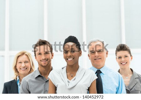 Smiling Multi Ethnic Business Team With Copy Space