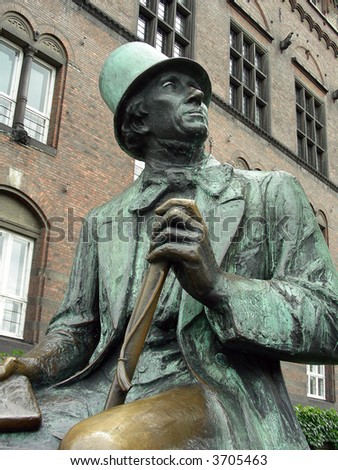 A statue of Hans Christian Andersen in Copenhagen the capital of Denmark
