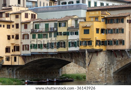 A close up of the landmark of Florence the bridge Ponte Vecchio (Old Bridge)