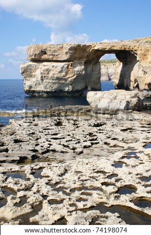 Azure Window which is a scenic rock on the Gozo island next to Malta