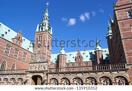 Close to Frederiksborg Castle on a sunny day which is the oldest Renaissance Castle in Scandinavia