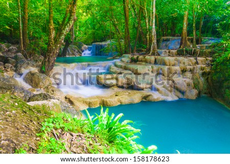 Deep forest Waterfall in Kanchanaburi, Thailand national park