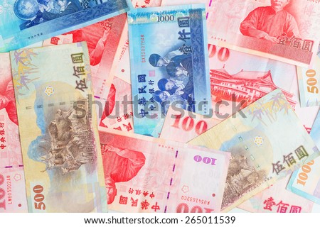 Background of New Taiwan Dollar 1000, 500 and 100, Spread of  Taiwan note