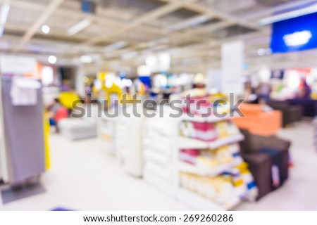 Store blur background with people, Furniture store
