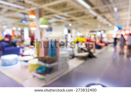 People shopping Home decor in department store.  Blur store with bokeh background