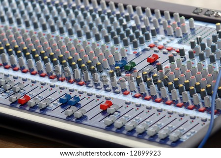 Sound control mixer used during musical concerts.