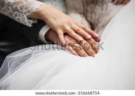 Just married Holding hands