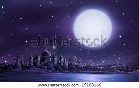Ancient city under full moon (other landscapes are in my gallery)