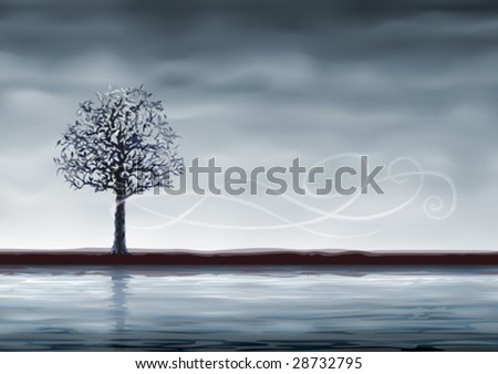 Grey tree over water (other landscapes are in my gallery)