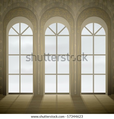 Wall with three tall gothic glass windows (stained glass version is in my gallery too)\
\
AI-optimized EPS 8 file