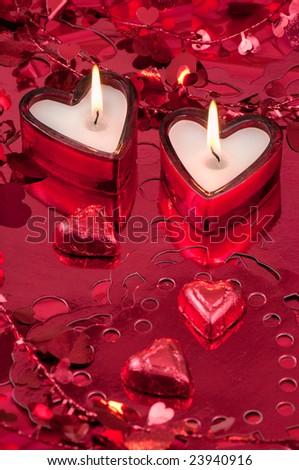 Valentine\'s Day Candles and chocolate