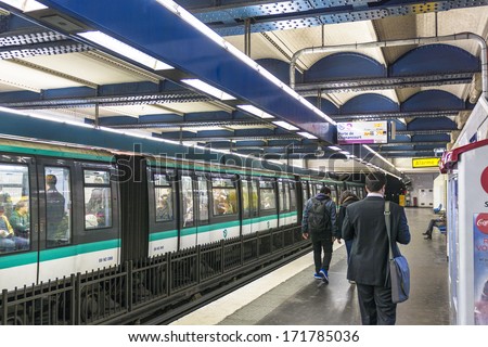 PARIS - June 28: Paris Metro station on JUNE 28, 2013 in Paris, France. The Paris metro is one of the oldest in the Europe.