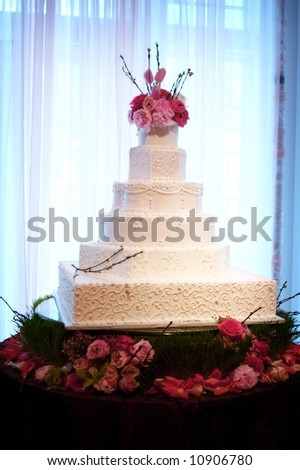 stock photo Beautiful wedding cake at a wedding reception