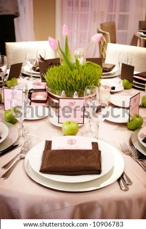 white wedding table settings. image of Table setting at