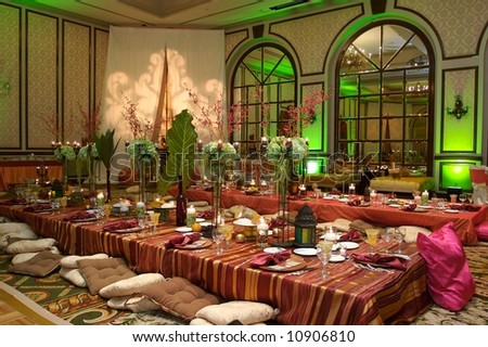 stock photo Moroccan Table setting at a luxury wedding reception