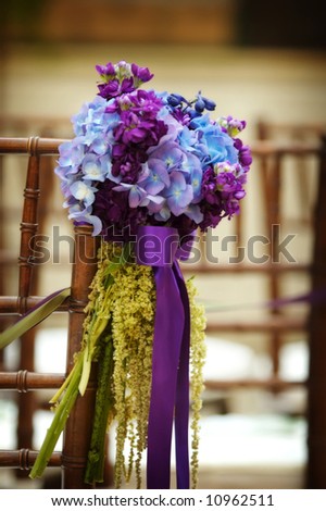 stock photo Wedding flowers in a church