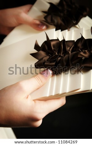 stock photo an image of formal wedding programs being handed out at the