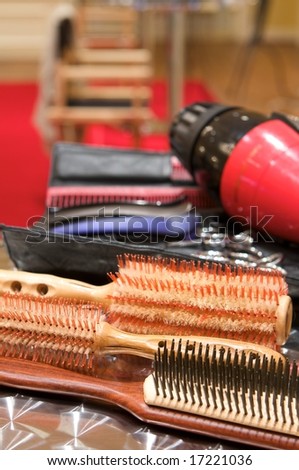 An image of various beauty supplies at a salon
