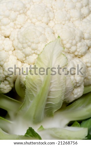 Macro image of healthy, organic grown cauliflower head