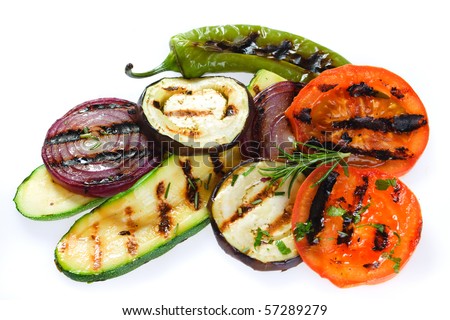 Barbecued healthy vegetable isolated on white background