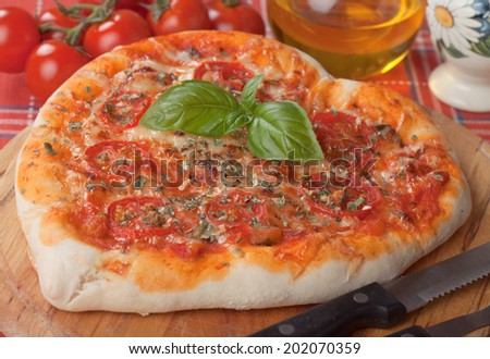Heart shaped pizza margherita, classic italian recipe