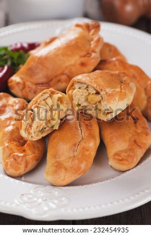 Baked empanadas, popular Latin American food served as snack or appetizer