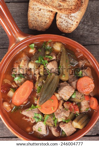 Pork and okra gumbo, cajun style stew