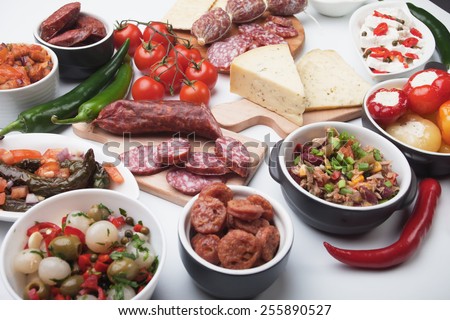 Tapas or antipasto food, mediterranean cold buffet great for parties