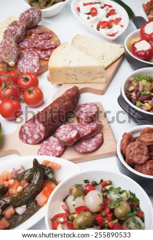 Tapas or antipasto food, mediterranean cold buffet great for parties