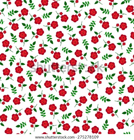 small vector red flowers seamless pattern. flowers background.