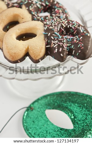 Masks of Carnival pastry and chocolate