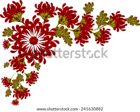 Border Of Red Flowers And Leaves. Eps10 Vector Illustration