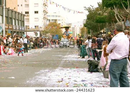 LIMASSOL,CYPRUS-MARCH 9:Unidentified people watch the parade during the Cyprus carnival held  9, 2008 in Limassol,Cyprus.