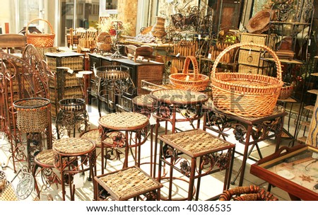 Decorative bamboo furniture outdoor shop in Cyprus.