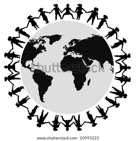 stick people holding hands around world. Stick People Holding Hands