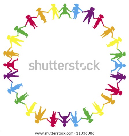 stock photo : children holding hands in a circle