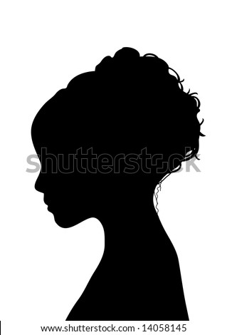 stock photo : side silhouette profile of young woman with elegant hairstyle