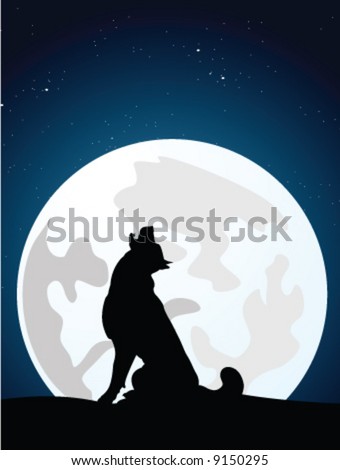 Wolf Howling At Moon Drawing