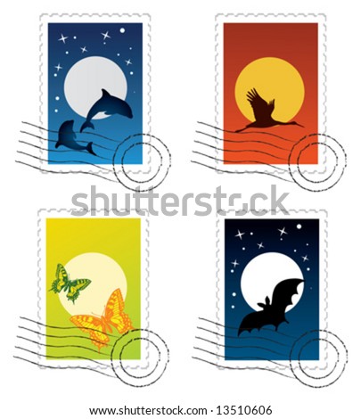 Vector Set Of Postal Stamp - 13510606 : Shutterstock