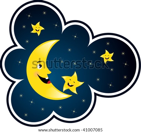 stock vector cartoon moon and star smiling Save to a lightbox 