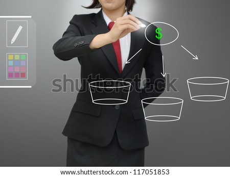 Business woman drawing investor concept