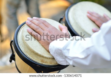 Male hand over on drum