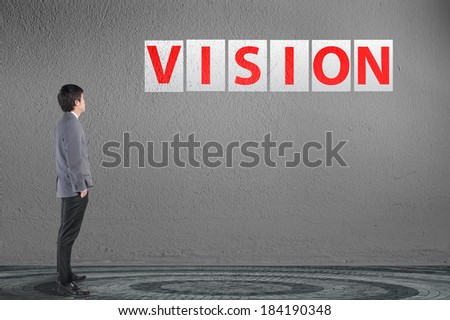 Young businessman with vision board