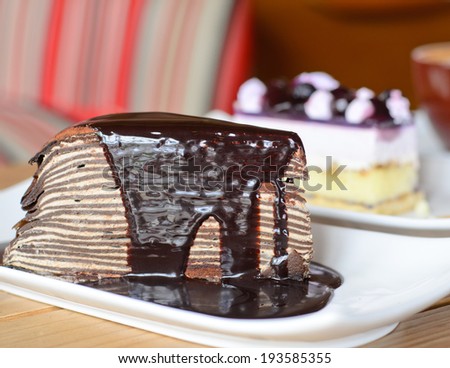 THOUSAND LAYER CAKE, TWELVE LAYER CAKE. with Chocolate sliced