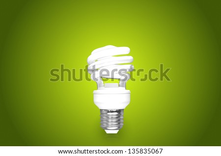 Compact Fluorescent Bulb on green background (CFL)